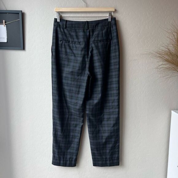 Tibi Trouser Pants Marvel Black Blue Plaid Taylor Straight Leg Ankle Pant Size 4 - Picture 9 of 11
